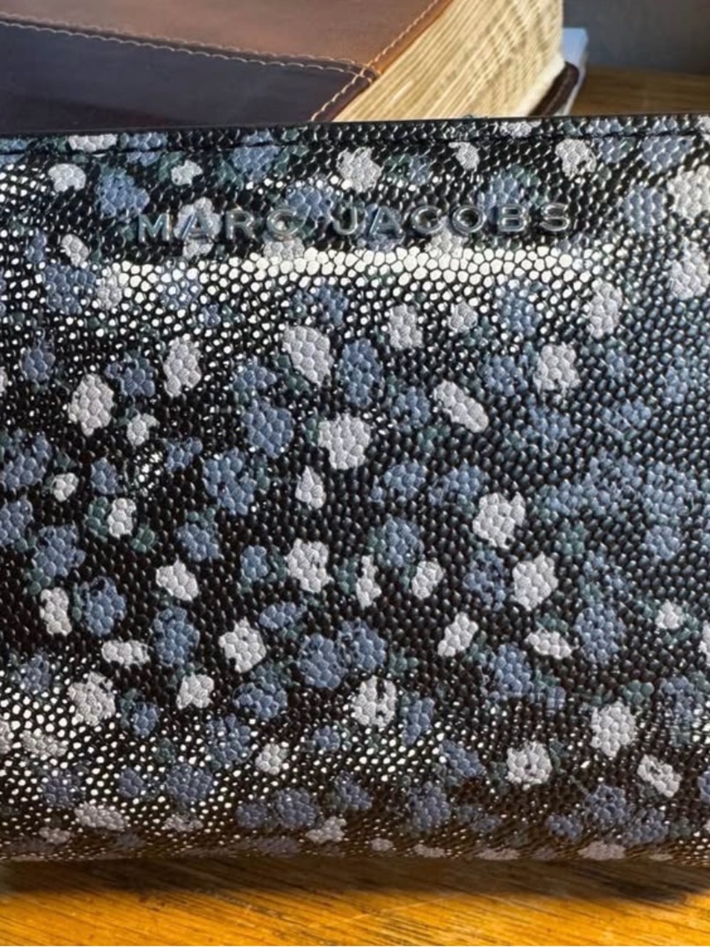 Marc Jacobs Black Floral-Print Leather Wallet